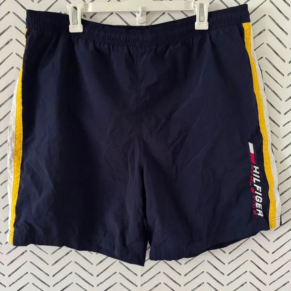 Vintage Y2K Hilfiger Athletics Blue Swim Trunks Lined Size XL Preppy‎